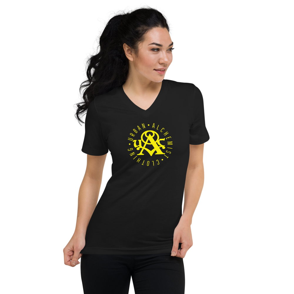 Yellow Tight Circle - Unisex Short Sleeve V-Neck T-Shirt