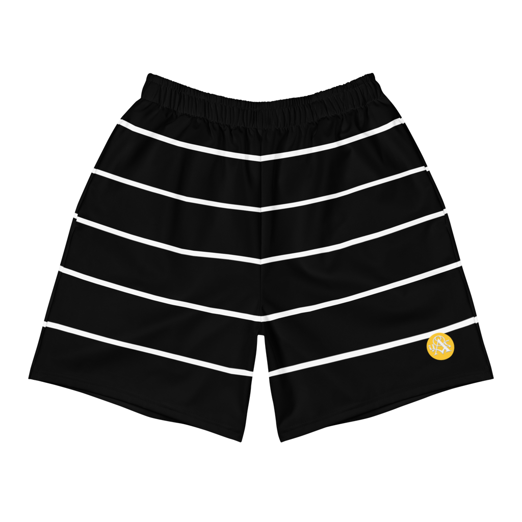 White Horizon Stripe - Recycled Athletic Shorts