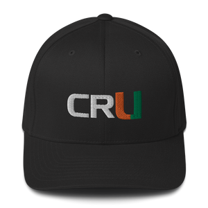 U Cru Flex Fit Twill Cap (White/Green/Orange font)