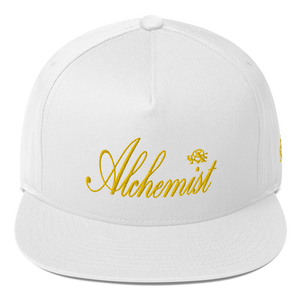 Alchemist Scripted Gold Font - Snapback Hat Flat Bill Cap