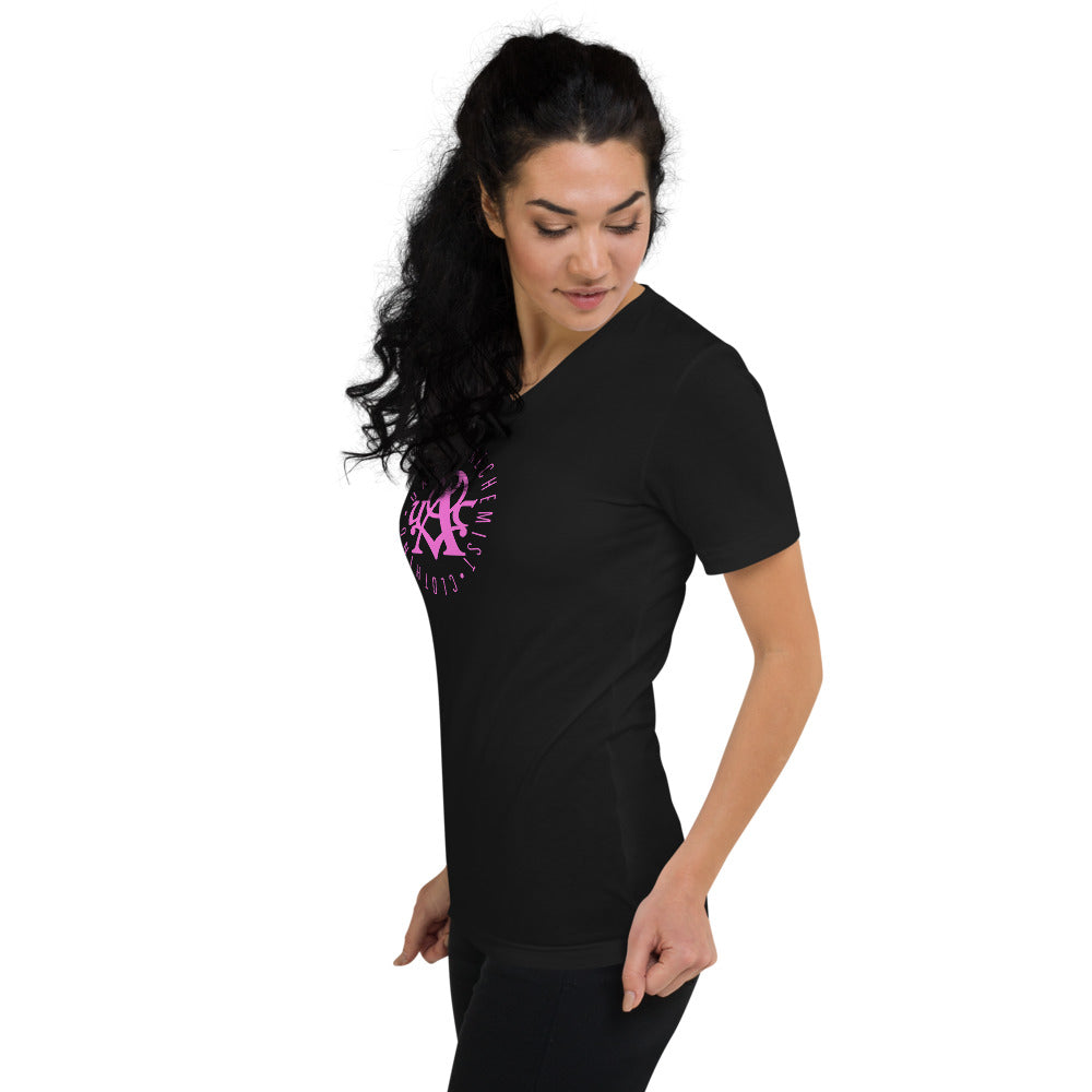 Pink Tight Circle - Unisex Short Sleeve V-Neck T-Shirt