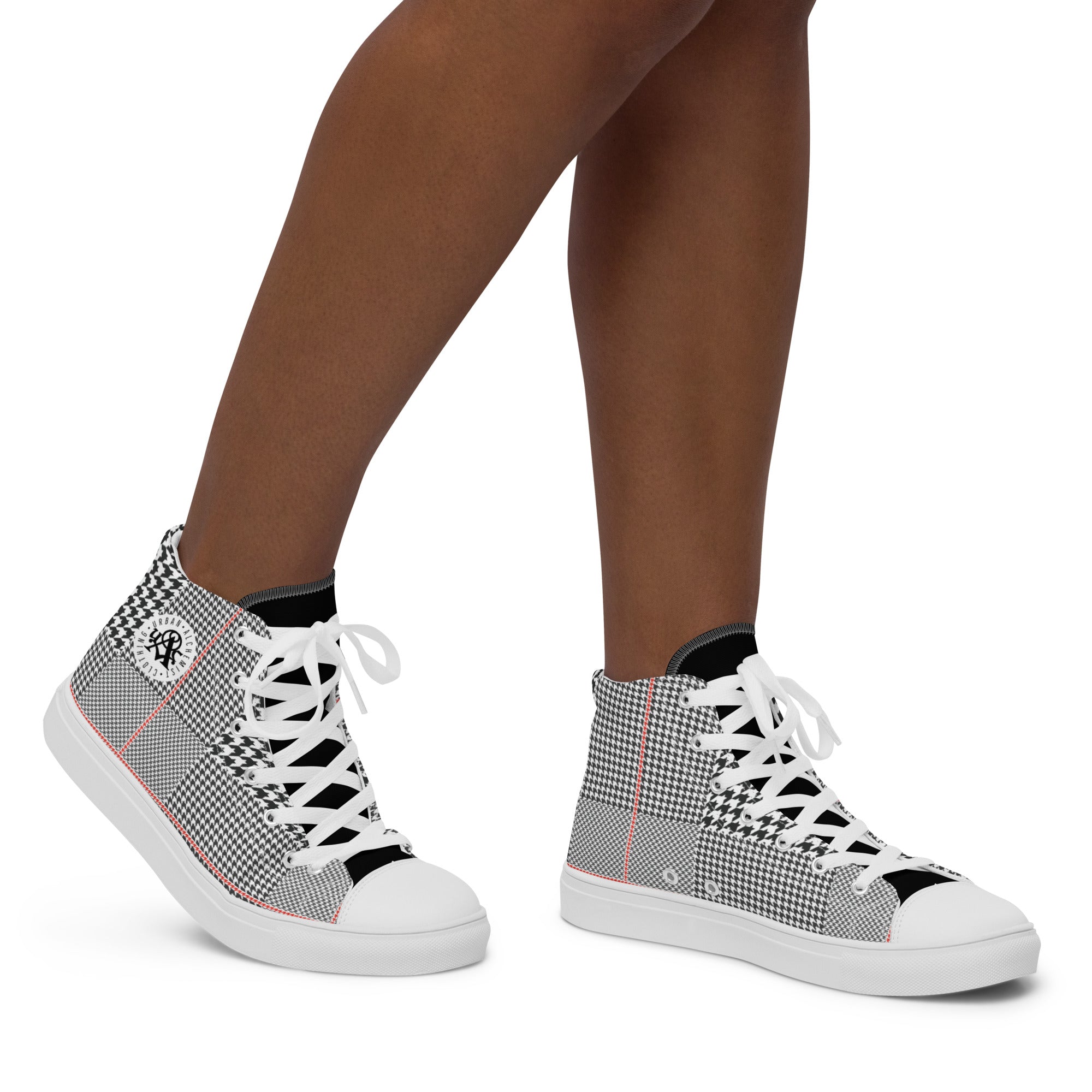 Houndstooth - Women’s high top canvas shoes